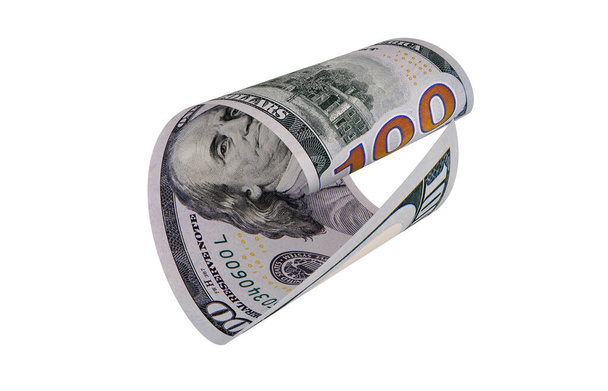 Curled American Dollar, Pływające monety, Banknot amerykański - Zdjęcie, obraz