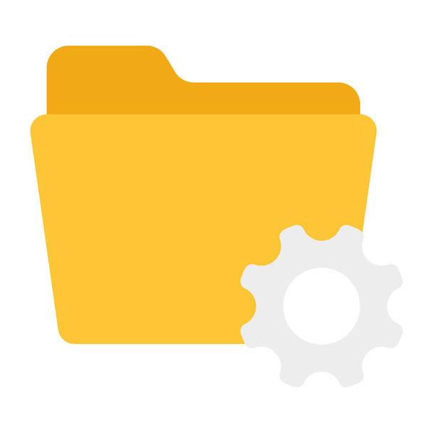 Płaska ikona projektu etui z przekładnią, wektor zarządzania folderem - Wektor, obraz