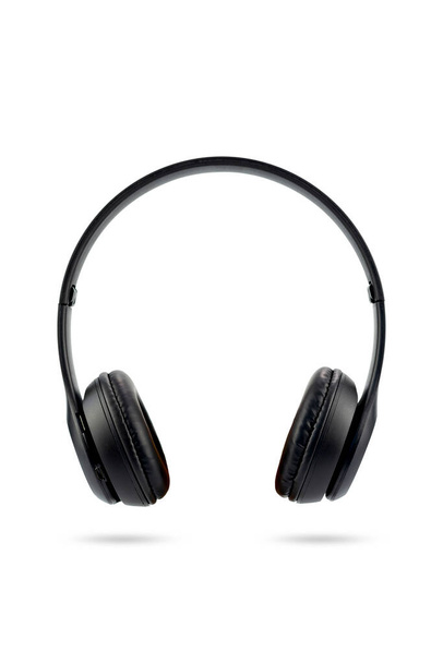 Conception moderne d'écouteurs sans fil de couleur noire isolés sur fond blanc. - Photo, image