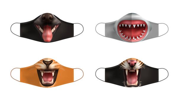 Maskers voor dieren Set - Vector, afbeelding