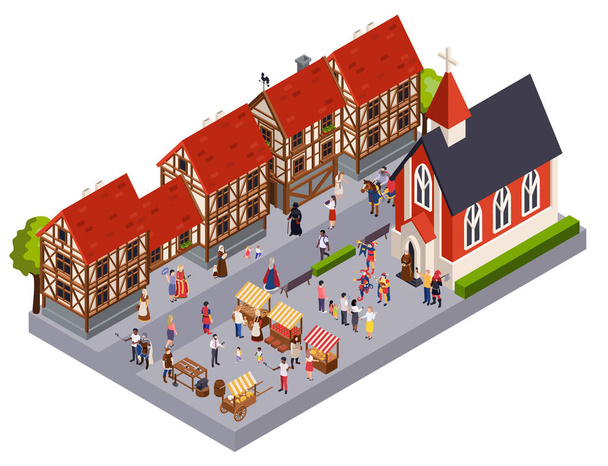 Medieval Town Concept - Vector, Image