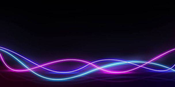 Moderne 3D gerenderte Neondisko-Lichter am Boden, abstrakter Hintergrund für Musik. Neueste leuchtende Lichter auf dem Boden in mehreren Farben - Foto, Bild