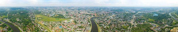 Kraków, Polska. Centralna część miasta. Widok z lotu ptaka. Latem. Panorama 360 - Zdjęcie, obraz