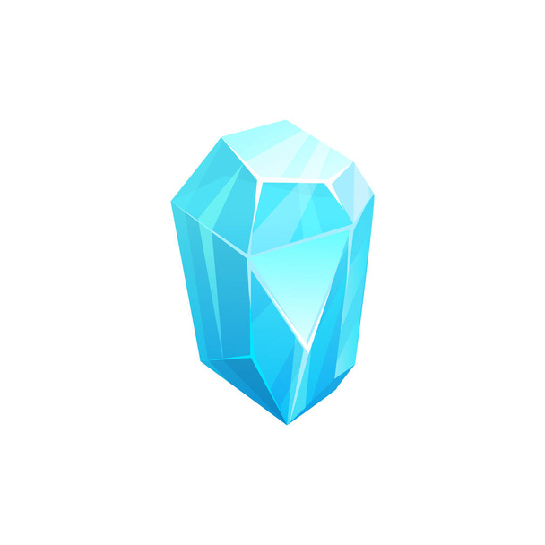 Crystal ice or iceberg, frozen cube or glass or snow and gem, vector frost rock or gemstone. Frozen water block isolated icon, blue cold winter icicle or arctic ice rock stone - Vector, Image