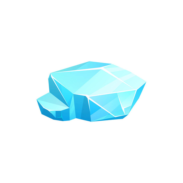 Icône ou iceberg de glace cristalline, cube gelé de verre ou de neige, glace froide bleue vectorielle. Bloc d'eau congelé ou gemme d'hiver, glaçon de bande dessinée isolé ou pierre de cristal de glace arctique et morceau de glacier - Vecteur, image