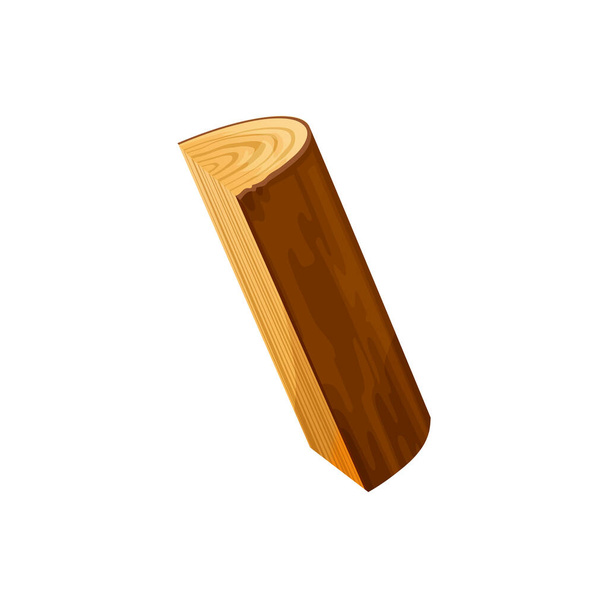 Oak or pine timber, lumber stick isolated flat cartoon icon. Vector fireplace heating material, hardwood stub,wooden log, tree trunk. Wood log of fire, chopped tree trunks, bark of felled dry woods - Vector, Image