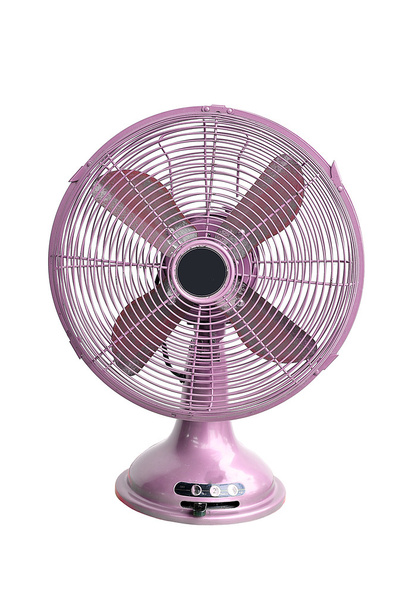 вінтажний рожевий електричний вентилятор на білому фоні
  - Фото, зображення