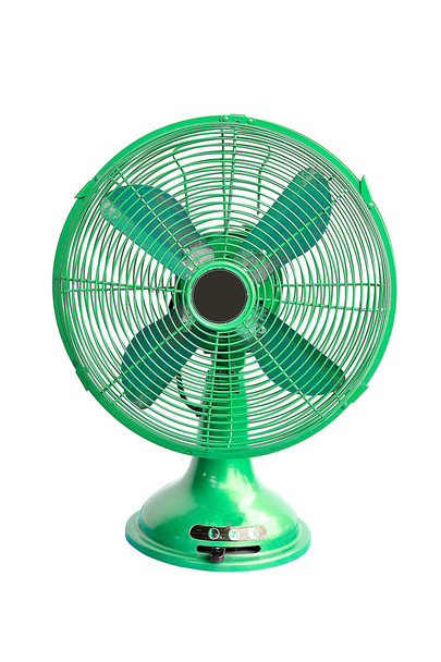vintage green electric fan on white background  - Photo, Image