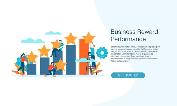 Achievement bar chart Star Review rating people give feedback business reward performance vector illustration concept template background can be use for presentation web banner UI UX landing page - Vektor, obrázek
