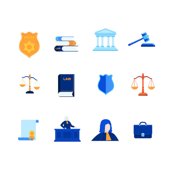 collection set law legal justice vector flat icon design logo illustration - Vector, Image