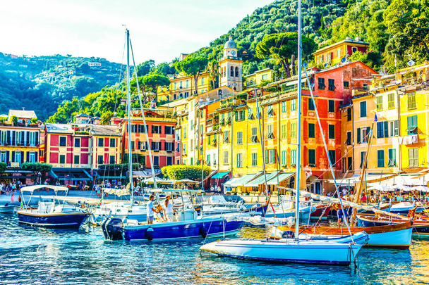 Tengerparti villák közelében Portofino, Olaszország - Fotó, kép