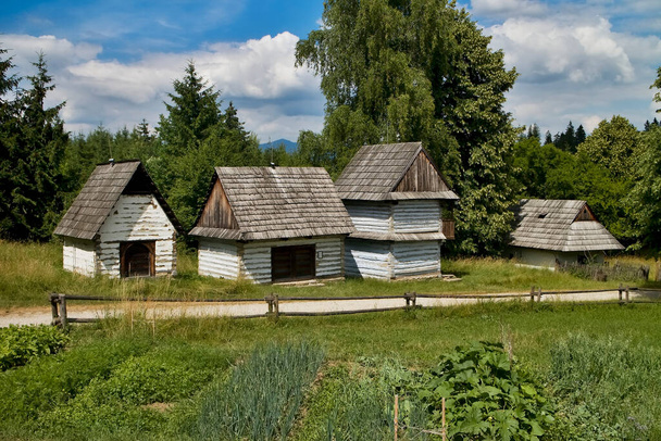 Museum of Slovak Village in Martin: Orava region - Cabinet log buildings for grain storage. - Photo, Image