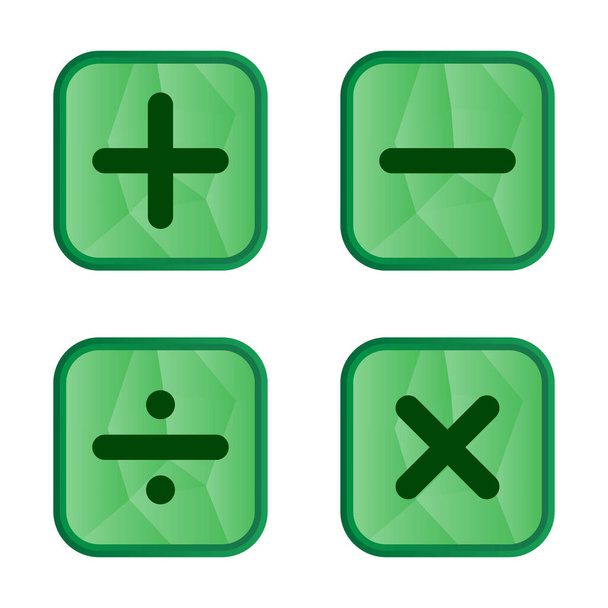 Sčítat, odčítat, dělit a násobit symboly, ikony kalkulačky - Vektor, obrázek
