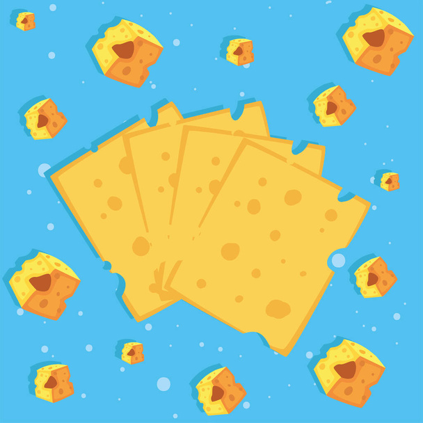 ломтики жёлтого сыра - Вектор,изображение