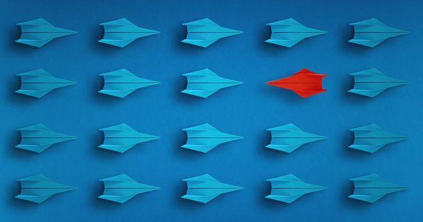 Uçan kırmızı ve mavi uçaklar origami farklı bir kavram. - Fotoğraf, Görsel