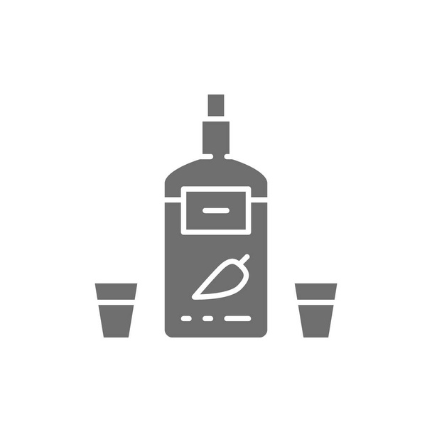 Водка з перцем, національний алкогольний сірий ікон. - Вектор, зображення