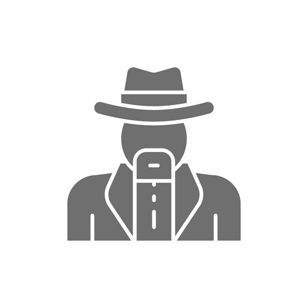 Vector cowboys, sheriff grey icon. Isolated on white background - Vektor, kép