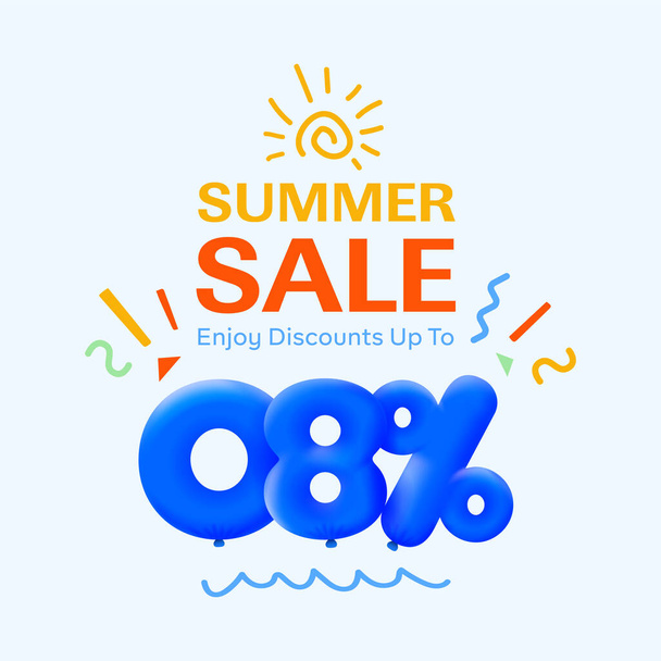Bannière spéciale de vente d'été remise 8 pour cent, publicité promotionnelle de shopping saisonnier, conception vectorielle     - Vecteur, image