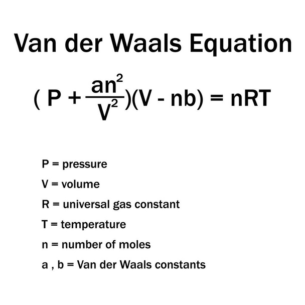 van der waals equação sobre fundo branco - Vetor, Imagem