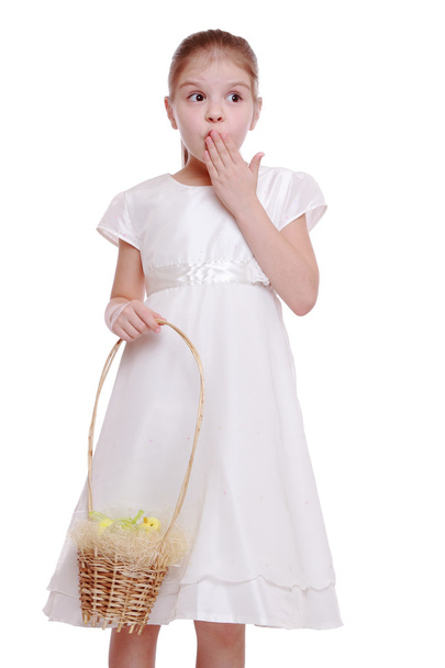 Girl holding a Easter basket - Photo, image