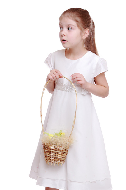 Girl holding a Easter basket - Fotó, kép