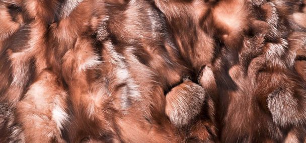 Naturalna faktura futra, luksusowa odzież wierzchnia damskiej mody, konsystencja sierści noszona przez kobiety zimą - Zdjęcie, obraz