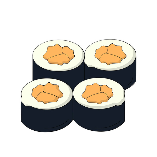 Realistic fish rolls, the national Japanese dish - Vector illustration - Vector, Image