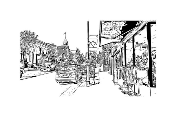 Print Building view with landmark of Huntsville is the city in Alabama. Hand drawn sketch illustration in vector. - Vektori, kuva