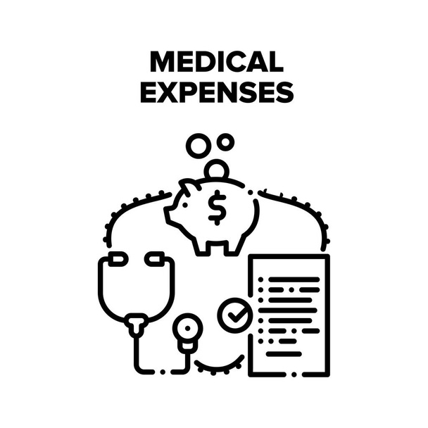 Medical Expenses Vector Black Illustration - Vektor, Bild