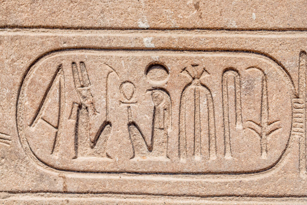 A macro close up shot of Ancient Egyptian hieroglyphics. - Photo, Image