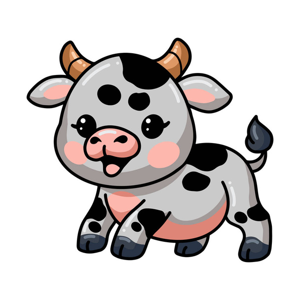 Vector illustration of Cute baby cow cartoon posing - Vektor, kép