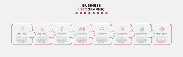 Вектор Инфографический дизайн бизнес-шаблон с иконками и 8 вариантов или шагов. Может использоваться для процессов, презентаций, компоновки рабочего процесса, баннера, блок-схемы, инфо-графика - Вектор,изображение