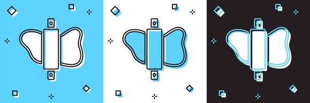 Set Rollende pin op deeg pictogram geïsoleerd op blauw en wit, zwarte achtergrond. Vector - Vector, afbeelding