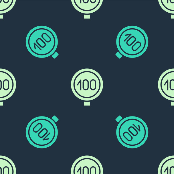 Zelená a béžová Omezení rychlosti dopravní značka 100 km ikona izolované bezešvé vzor na modrém pozadí. Vektor - Vektor, obrázek