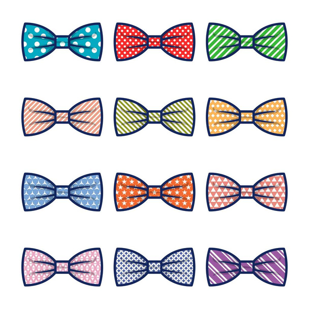 Vector Set of Cartoon Classic Bow tie isolated on white background - Vector, Image