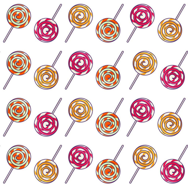 Lollipops Seamless Pattern απομονώνονται σε λευκό φόντο - Διάνυσμα, εικόνα