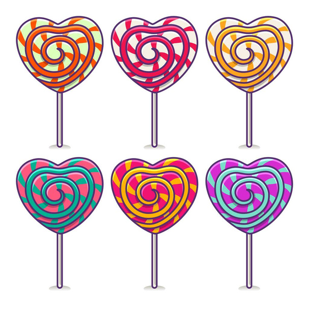 Set Of Colorful Lollipops Isolated on White Background - Vector, Image