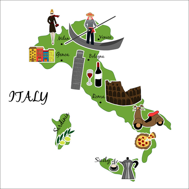 mappa dell'Italia con caratteristiche tipiche
 - Vettoriali, immagini