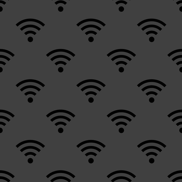 wi-fi の web アイコン。フラットなデザイン。灰色のシームレスなパターン. - ベクター画像
