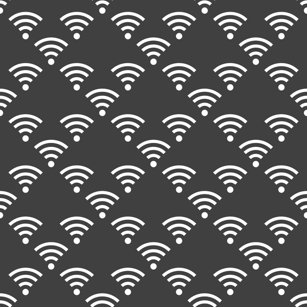 wi-fi の web アイコン。フラットなデザイン。灰色のシームレスなパターン. - ベクター画像