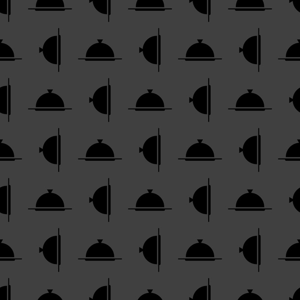 Restaurant cloche web icon. flat design. Seamless gray pattern. - Vector, Image