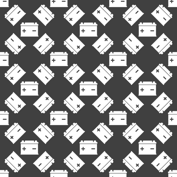 Car battery web icon. flat design. Seamless gray pattern. - Vector, Image