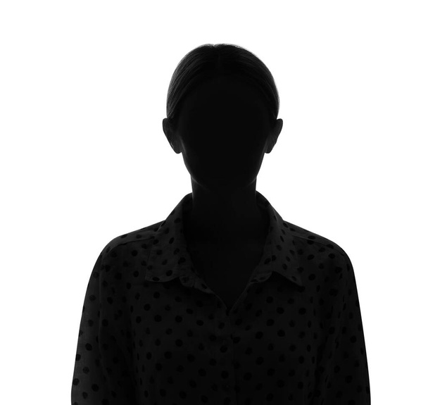 Silhouette of anonymous woman on white background - Фото, изображение
