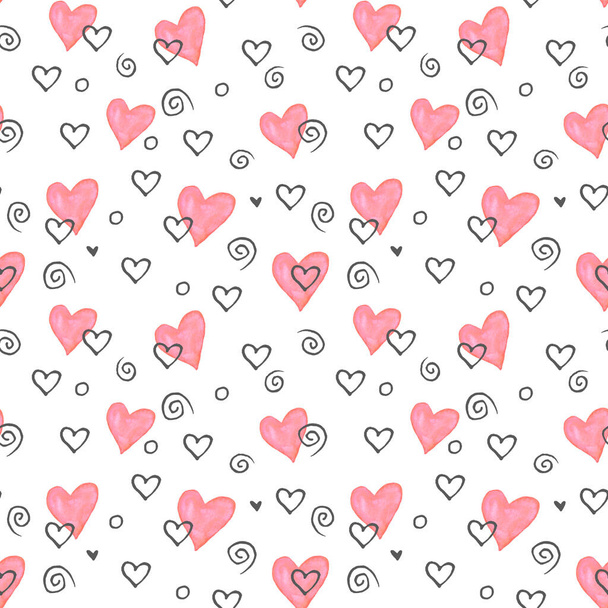 Red hearts seamless pattern. Good for textile and paper print, card,  poster, another design. Cute Saint Valentine Day vector illustration. Love  theme Stock Vector