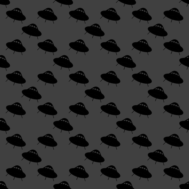 UFO web icon. flat design. Seamless gray pattern. - Vector, Image