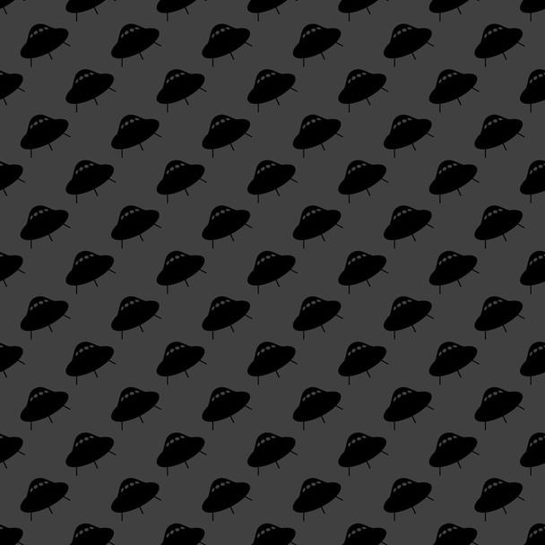 ufo の web アイコン。フラットなデザイン。灰色のシームレスなパターン. - ベクター画像