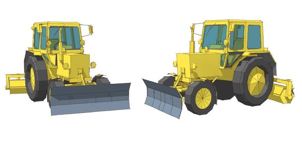  Traktor Grafik Skizze 3D Illustration - Foto, Bild