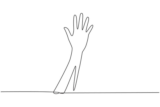 Single continuous line drawing hand count number five. Learn to count numbers. Concept of education for children. Nonverbal signs or symbols. Dynamic one line draw graphic design vector illustration - Vector, Image
