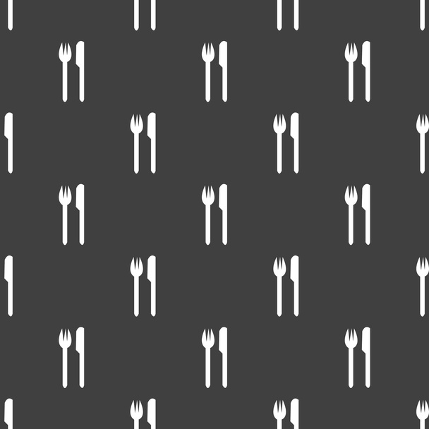 cutlery, knife, fork web icon. flat design. Seamless gray pattern. - Vector, Image