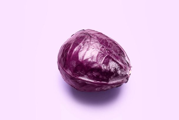 Fresh purple cabbage on color background - Photo, Image